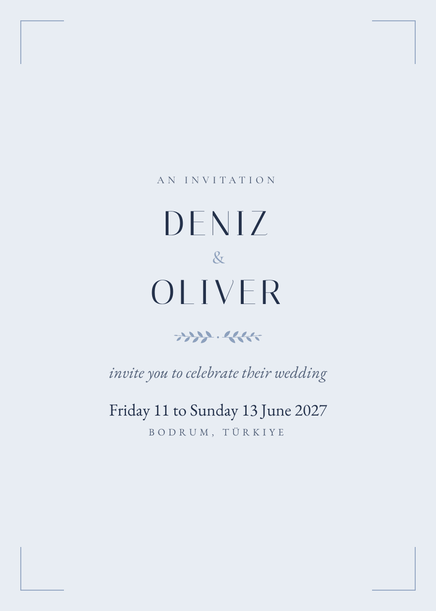 Riviera, in dusk: Deniz and Oliver, Friday 11 to Sunday 13 June 2027, Bodrum, T&uuml;rkiye.